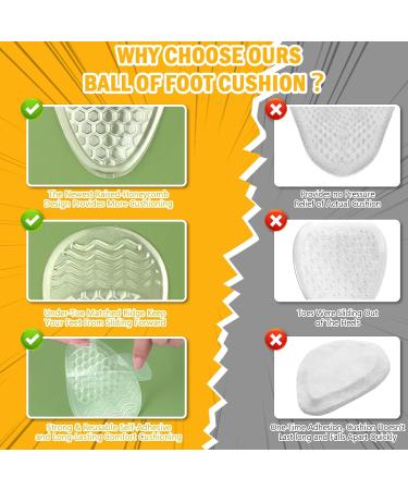 Relistep Women's 3D Forefoot Cushions - Gel Insoles for Foot Pain Relief & Metatarsal Support - Absorb Shock & Relieve Tingling (Clear - Buy Online on GoSupps.com
