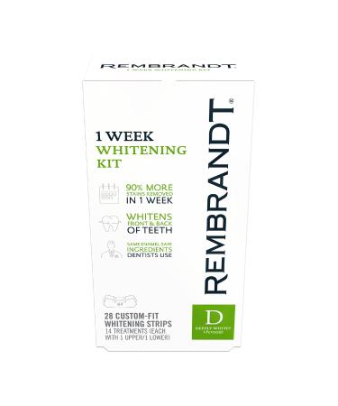 REMBRANDT Deeply White + Peroxide 1 Week Teeth Whitening Kit, Removes Tough Stains, Enamel-Safe, 28 Custom-Fit Whitening Strips (14 Treatments)
