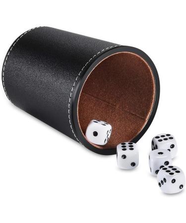 Premium Leather Dice Cup Set - 5 Cups, 25 Dice, Faux Leather Case with Magnetic Closure - Buy Online on GoSupps.com