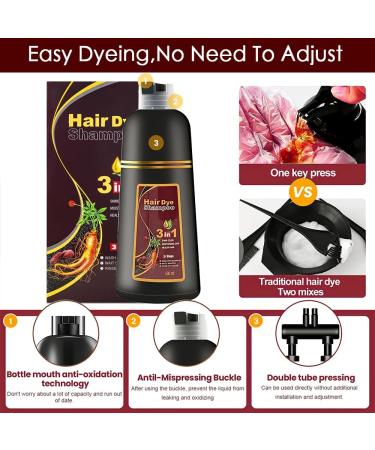 Red Wine Hair Dye Shampoo 3-in-1 for Women & Men - Herbal Ingredients, 100% Grey Coverage, 500mL - Buy Online on GoSupps.com