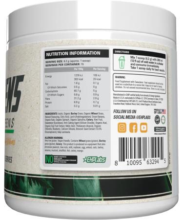 EHP Labs OxyGreens Super Greens Powder with Spirulina & Chlorella Prebiotic Fiber Probiotics & Digestive Enzymes Antioxidant Green Superfood Supplement - 15 Serves (Pineapple) Pineapple 15 Servings - Buy Online on GoSupps.com