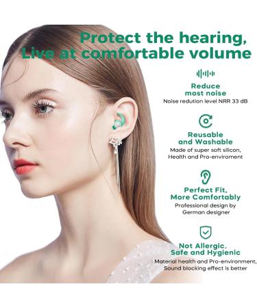 Buy Ear Plugs for Sleeping - Reusable Silicone Noise Cancelling Earplugs (2 Pairs) | Sound Blocking for Sleep Travel Study - Medium Green - Buy Online on GoSupps.com