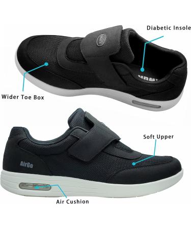KWUKOTY Women's Diabetic Shoes | Adjustable Lace-Free Sneakers for Plantar Fasciitis/Edema | Wide Size 6.5-10 (Black) - Buy Online on GoSupps.com