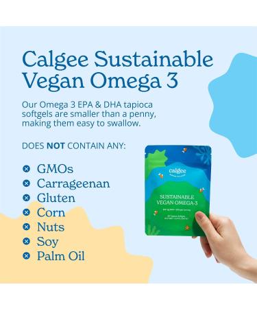 Calgee Vegan Omega 3-450mg DHA & EPA Fatty Acids - Sustainable Algae Oil - Plant-Based Fish Oil Alternative - Carrageenan-Free Softgels (120 Ct) 120 Softgels - Buy Online on GoSupps.com