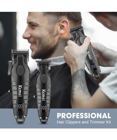 Buy Kemei Professional Cordless Hair Clipper & Trimmer Set for Men | Electric Beard Trimmer with LCD Display - KM-2290 & KM-2293 | International Shipping Available - Buy Online on GoSupps.com