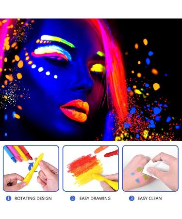 UV Blacklight Neon Face Paint Stick Set - 6 Colors Non Toxic Body Paint for Adults - Club Makeup Kit for Party Carnival - Buy Online on GoSupps.com