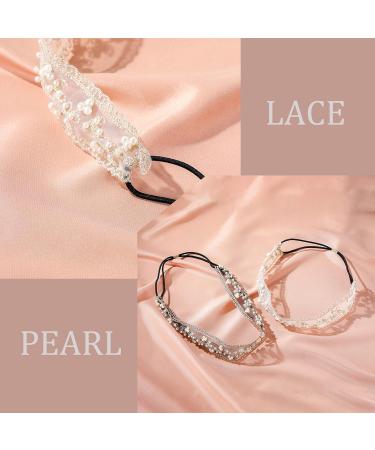 VUKWOO 2 PCS Lace Pearl Headband: Women's Stretch Wide Floral Lace Jeweled Headwrap - Fashionable Hair Scarf & Turban Accessory - Buy Online on GoSupps.com