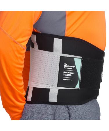 The Restored Back Support Belt for Women and Men - Back Support Brace to Stabilize the Lumbar Spine - Adjustable Lumbar Back Brace for Lower Back Pain and Injury Prevention - Large L - Waist 32 to 40 Inches / Size 14 to 18