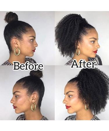 Kinky Curly Ponytail Human Hair Drawstring Ponytail for Black Women 12A Brazilian Virgin Human Hair 4C Curly Ponytail Extension Natural Black 16 Inch 150g 16 Inch Natural Black Kinky Curly Ponytail - Buy Online on GoSupps.com