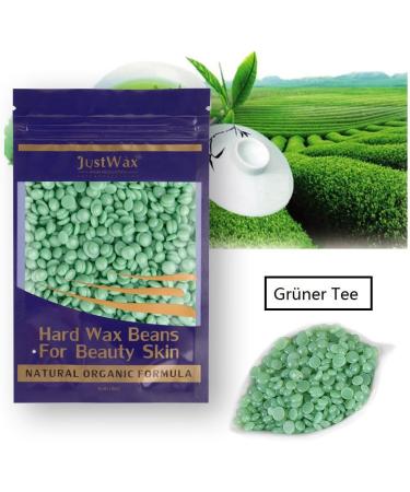 Depreciation Wax Beans for Hair Removal - Hard Wax Pearls with 20 Wooden Spatulas - 200g Green Tea - Smooth Skin at Home - Buy Online on GoSupps.com