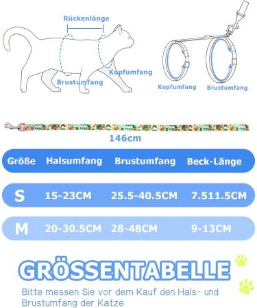 Supet Adjustable Cat Dishes Set with Leash - Outbreak-Proof for Small & Large Cats Perfect for Kittens - Green M (Chest Size: 28-48cm) - Buy Online on GoSupps.com