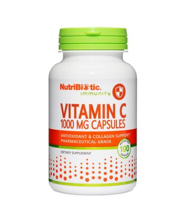 NutriBiotic - Vitamin C 1000 Mg Capsules 100 Count | Essential Immune Antioxidant & Collagen Support Supplement | Pharmaceutical Grade L-Ascorbic Acid 1000 Mg Per Serving | Gluten & GMO Free
