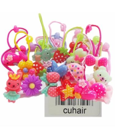 cuhair 20pcs Elastic Flower Cartoon Hair Ties Multicolor