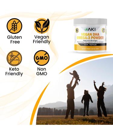 AKI Omega 3 DHA Micro Algae Powder Supplements - Plant Based Keto Vitamin - Alternative to Fish or Krill Oil - Vegan & Non-GMO (4.58oz/130g) 4.6 Ounce (Pack of 1) - Buy Online on GoSupps.com