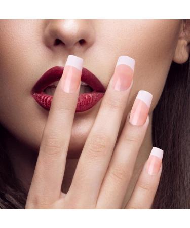 French Tip Nail Tips French Nails 10 Sheets Nude Color Short Press on Nails with White Edge 12 Size Full Cover Stick on Nails False Nails for Women Girls Nail Art Style2 - Buy Online on GoSupps.com
