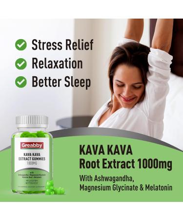 GREABBY Kava Kava Gummies 1000mg Per Serving, Sleep Support, Natural Lemon Flavor, 60 Vegan Gummies, Stress Relief & Relaxation Supplement - Buy Online on GoSupps.com