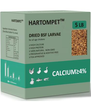 HARTOMPET Dried Black Soldier Fly Larvae - 5 LBS 10LBS - Dried Meal Worms for Chickens Birds - 5.5 LBS 11LBS - Poultry Feed Molting Supplement OVEN DRIED BSF LARVAE 5 Pound (Pack of 1)
