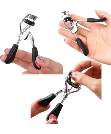 WYFCR Eyelash Curler No Pinching Eyelids Eyelash Curler Advanced Silicone Replacement Pads Eyelash Curler 4 Refill Pads Classical Metal Makeup Curling Tool Pink black - Buy Online on GoSupps.com