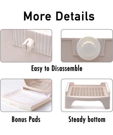 Rabbit Litter Box - Bonus Pads, Drawer, Corner Toilet Box - Ideal for Guinea Pigs, Chinchillas, Ferrets - Cream - Buy Online on GoSupps.com