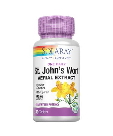 Solaray St. Johns Wort Aerial Extract One Daily 900mg | Standardized w/ 0.3% Hypericin for Mood Stability & Brain Health Support | Non-GMO | 30 Ct