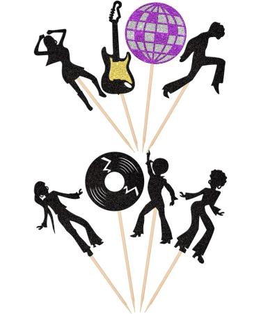 Rsstarxi 24 Pack 70's Disco Dancing Cupcake Toppers Glitter 80's Disco Dancer Cupcake Picks 70's 80's Disco Cake Decorations for Music Ball Disco Theme Wedding Birthday Party Decorations Design 1 - Buy Online on GoSupps.com