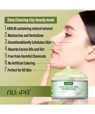 Organic Green Tea Clay Face Mask | Anti-Wrinkle Dark Circle Removal | Skincare for Men & Women | Daily Repairing Treatment - Buy Online on GoSupps.com