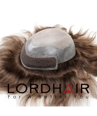 Lordhair Knotless Toupet for Men - 8x10 Inch Skin Top Human Hair System | Light Medium Density - Buy Online on GoSupps.com