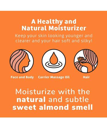 De La Cruz Sweet Almond Oil for Skin and Hair - 8 Fl Oz (236 mL) - Buy Online on GoSupps.com