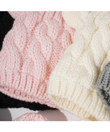 XYIYI Newborn Baby Winter Beanie Hat Mitten Set - Pink, 3-6 Months | Warm Knitted Hat Glove Set for Boys Girls - Buy Online on GoSupps.com