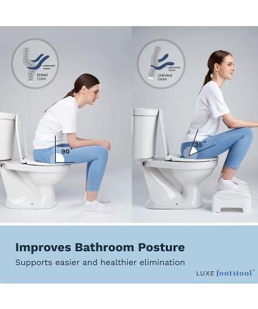 Luxe Comfort Soft Ergonomic Toilet Footstool | Adjustable 5-7 Inch Height | Removable Cushion | Waterproof PU Leather | White - Buy Online on GoSupps.com