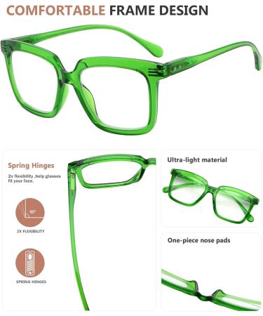 Eyekepper Oversized Rectangular Reading Glasses for Women - High Quality +3.00 in Green - International Shipping - Buy Online on GoSupps.com