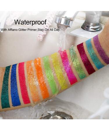 Afflano Neon Glitter Eyeshadow Palette - UV Glow, Highly Pigmented, Matte & Glitter Shades - Buy Online on GoSupps.com