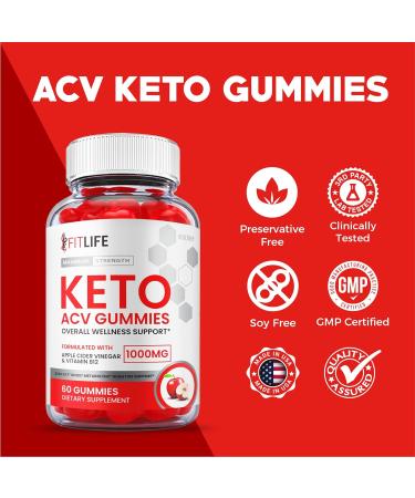 Fit Life Keto ACV Gummies - Weight Loss Shark Tank Vegan Formula - 1000mg Apple Cider Vinegar Vitamin B12 - 60 Gummies - Buy Online on GoSupps.com