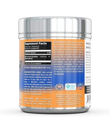 Amazing Muscle Micronized Creatine Monohydrate 1 lb - 5000mg per Serving - Ideal Pre & Post Workout Supplement - Unflavored - Buy Online on GoSupps.com