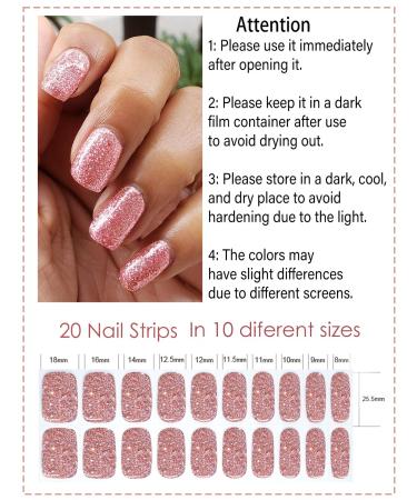 TrueShei Nail Foils | Rosa Glitter UV Gel Nail Film - 20PC Self-Adhesive Gel Nail Stickers & Gellack Wraps | Pink Glitter Designs for Stunning Nails - Buy Online on GoSupps.com