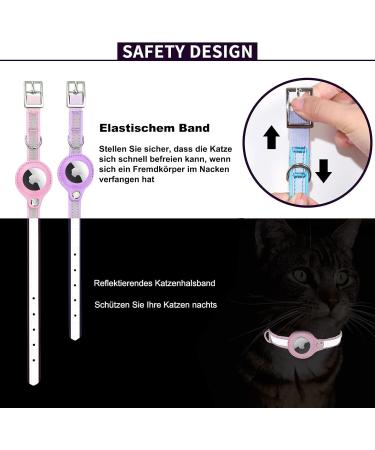 Premium Adjustable Leather Airtag Cat Collar - Reflective GPS Tracking Neck Band for Small Medium & Large Cats (XS Pink 19-26cm) - Anti-Lost Airtag Case - Buy Online on GoSupps.com