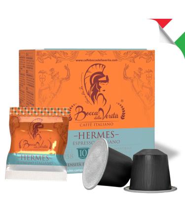 BOCCA DELLA VERITA - Box of 10 HERMES Espresso Italiano Italian coffee capsules Capsules compatible with Nespresso coffee machine 100% Made in Italy