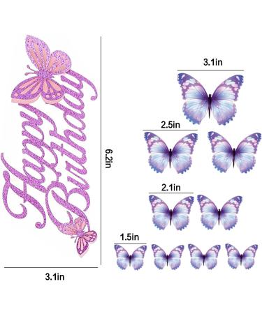 30pcs Purple Gold Edge Mixed Size Lively 3D Butterfly Cupcake Topper for Girls Women's Happy Birthday - Buy Online on GoSupps.com