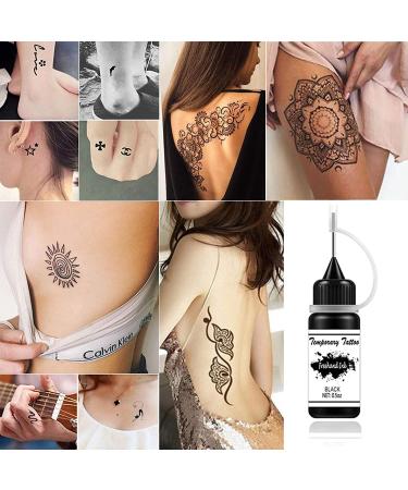 Freehand Ink Temporary Tattoo Kit - Jagua Gel Semi Permanent 3 Bottles Black 1.5oz with 30 Free Stencils for DIY Body Art - Temporary Tattoos for Women, Men, and Kids - Buy Online on GoSupps.com