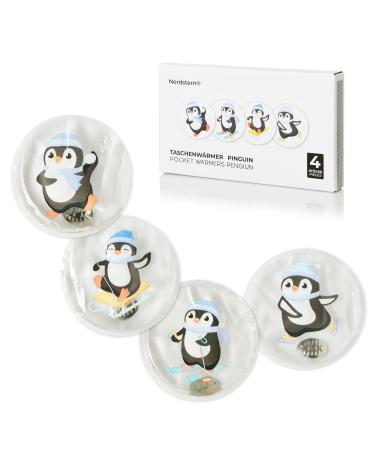 Nordstern pocket warmer Handwarmer Penguin 4 Pack - reusable pocket heating pillows Heat pillow for children and adults - 9 x 9 cm