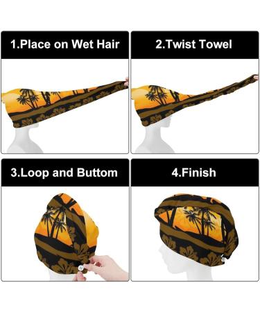 Tropical Frangipani Palms Hair Towel Wrap for Women - 10x26 Inch Super Absorbent Microfiber Turban - Buy Online on GoSupps.com