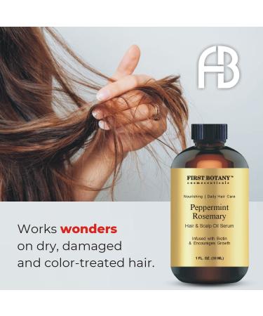 Peppermint Rosemary Hair Growth Serum with Biotin - Nourishing Treatment for Split Ends & Dry Scalp - Fights Hair Loss - 1 fl oz - Buy Online on GoSupps.com