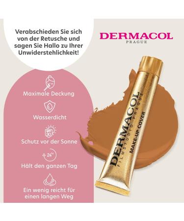Dermacol Full Coverage Foundation - Matte Liquid Makeup with SPF 30 Waterproof for Oily Skin & Dark Circles Long-Lasting 30g - Color 228 - Buy Online on GoSupps.com