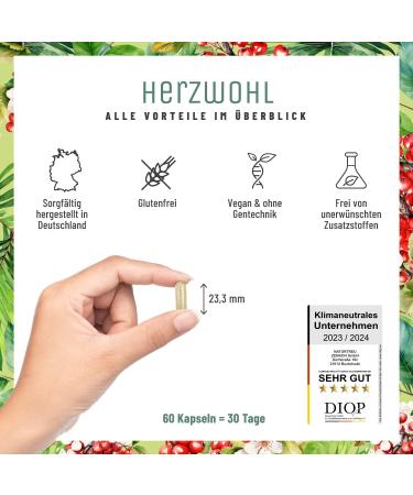 NaturTreu Herzwohl - Holistic Heart Complex with Hawthorn Arjuna & Coenzyme Q10 | Natural Venous Support Capsules - Buy Online on GoSupps.com