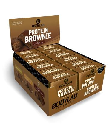 BODYLAB24 Protein Brownie Doppel-Schoko 12x50g high protein snack with 12g protein per brownie protein snack made of whey protein concentrate milk protein isolate and calcium-casein dual chocolate (1 Pack)