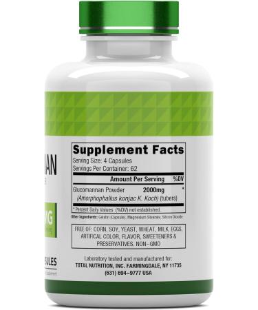 TNVitamins Glucomannan Capsules 2000mg - 250 Count | Natural Konjac Root Fiber Extract | Dietary & Digestive Fiber Supplement | Made in USA | Non-GMO - Buy Online on GoSupps.com