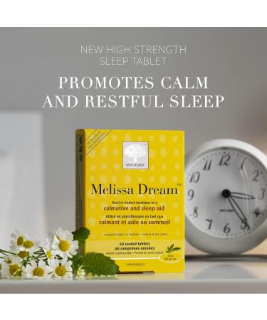 New Nordic Melissa Dream - Herbal Sleep Support Supplement with Lemon Balm & Chamomile - Encourages Restful Sleep without Melatonin - Non-GMO Gluten-Free & Dairy-Free - 60 Vegan Tablets 1 - Buy Online on GoSupps.com