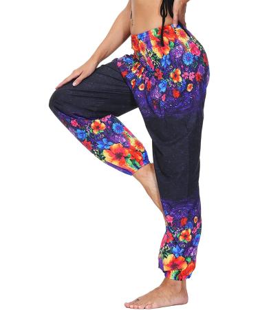 Haiorziyou Women's Baggy Hippie Jogging Pants | Boho Light Harem & Beach Yoga Pants | Comfortable Summer Aladdin Pants in Red - Buy Online on GoSupps.com