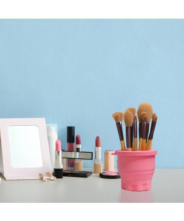 Makeup Brush Cleaning Cup Foldable Makeup Brush Cleaner Silicone Beauty Tools Portable Makeup Brush Cleaning Mat for All Size Beauty Makeup Brushes (Pink) - Buy Online on GoSupps.com