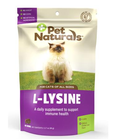 Pet Naturals Lysine for Cats, Chicken Flavor, 60 Chews - Immune and Respiratory Support for Cats - No Wheat or Corn - Vet Recommended